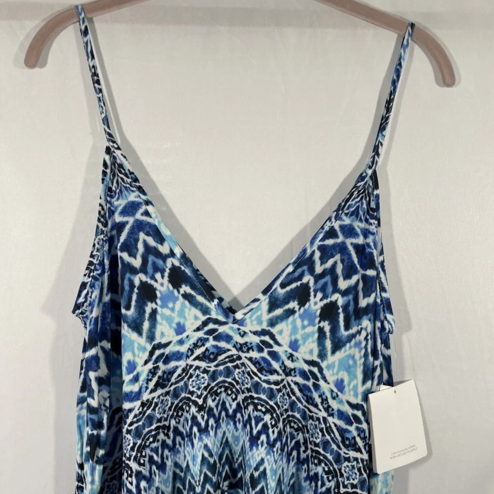 NEW La Blanca‎ [ S/M ] Oasis Ikat Asymmetrical Cover up Dress in Blue - Picture 5 of 12